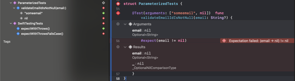 Example of Test case with parameter